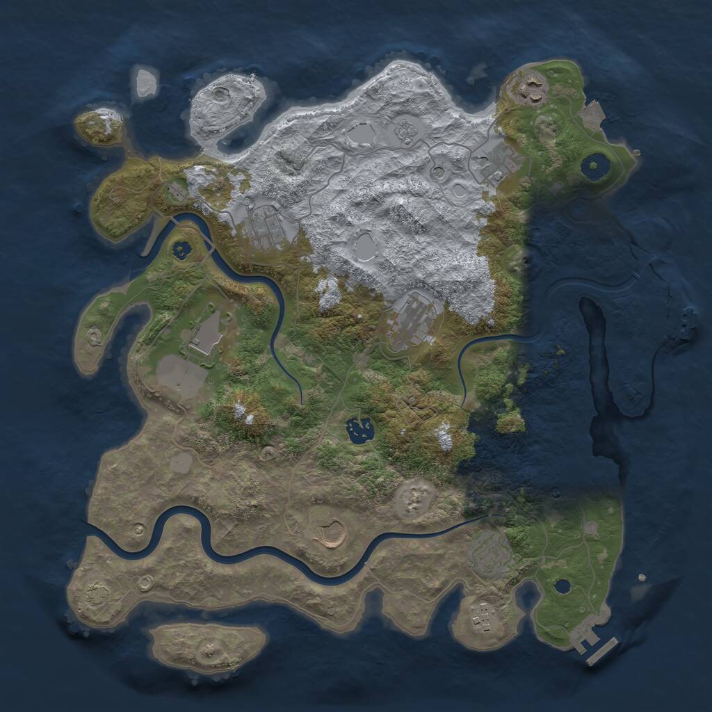 Rust Map: Procedural Map, Size: 3850, Seed: 1007076795, 15 Monuments