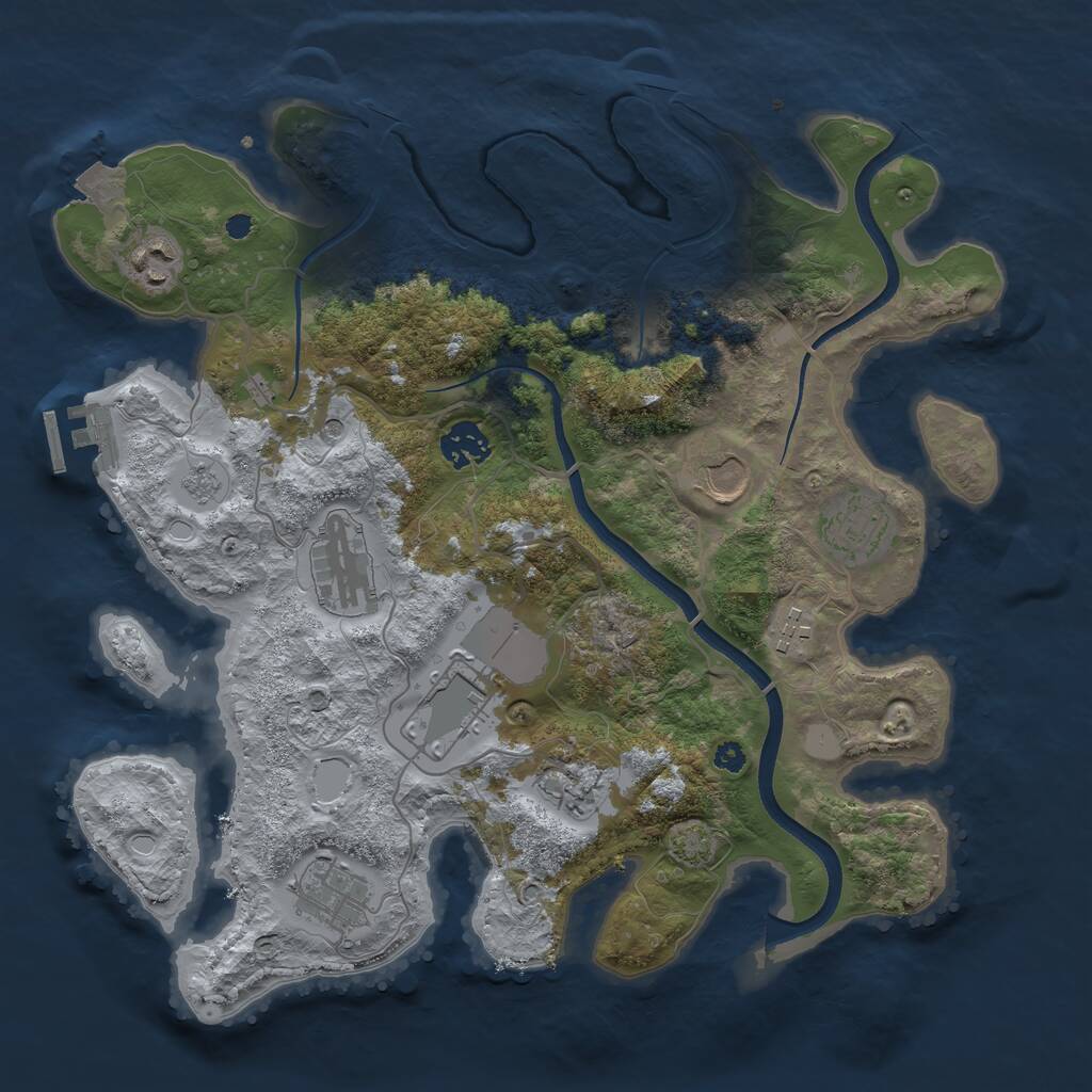Rust Map: Procedural Map, Size: 3500, Seed: 835450567, 14 Monuments