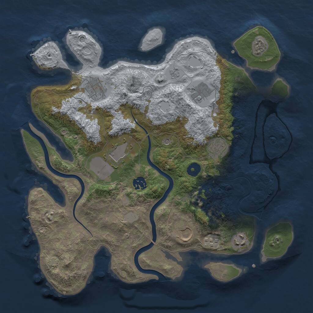 Rust Map: Procedural Map, Size: 3500, Seed: 825448415, 12 Monuments
