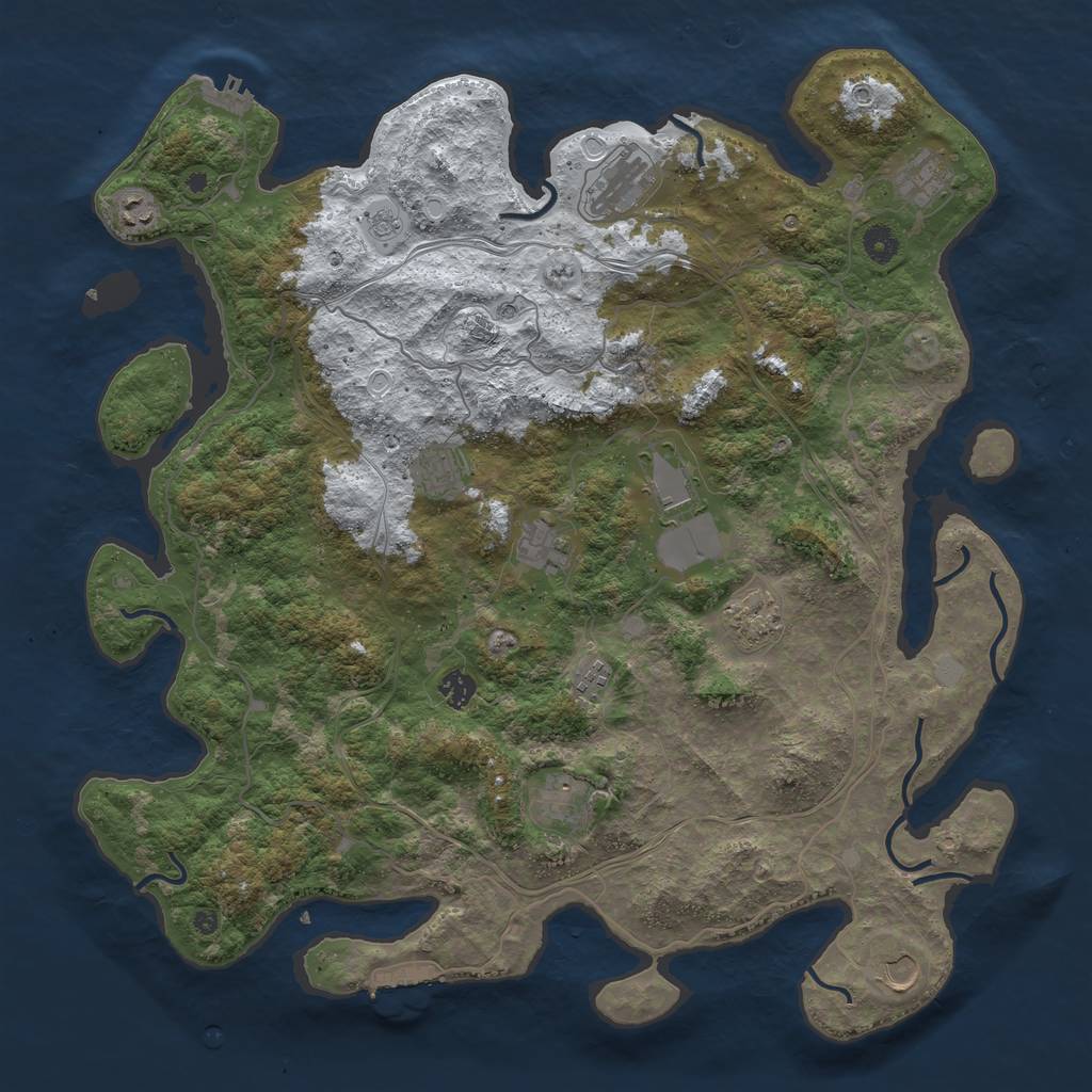 Rust Map: Procedural Map, Size: 4500, Seed: 2092557362, 20 Monuments