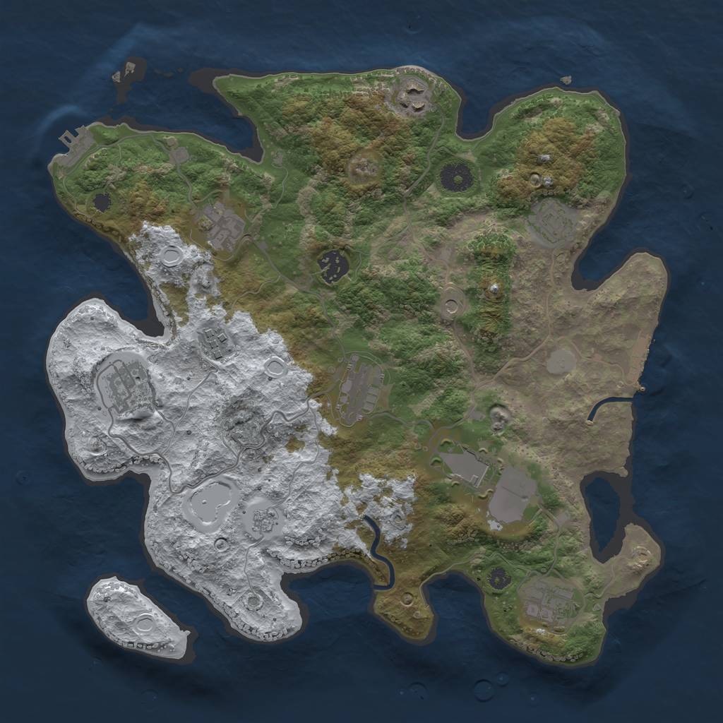 Rust Map: Procedural Map, Size: 3500, Seed: 724181372, 18 Monuments