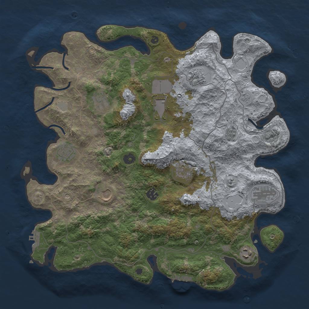 Rust Map: Procedural Map, Size: 4000, Seed: 1411134291, 19 Monuments