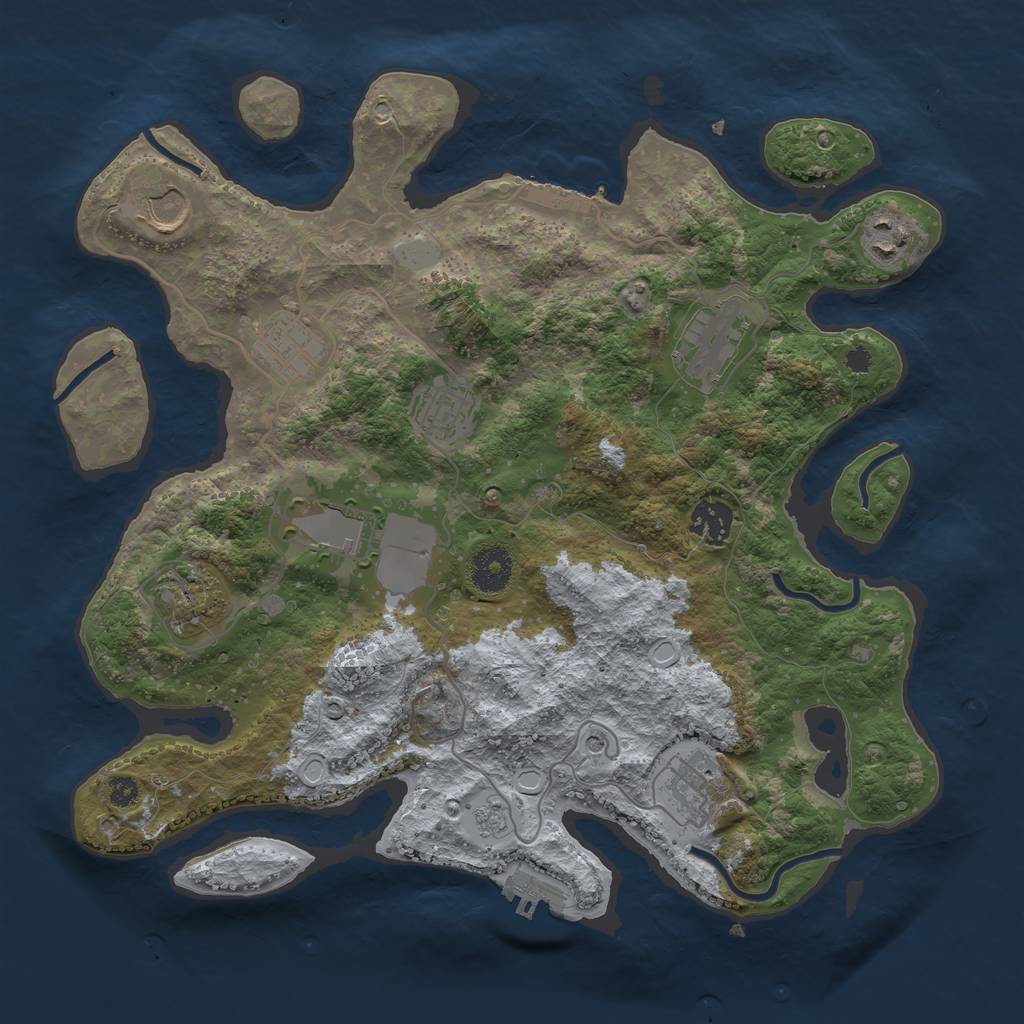Rust Map: Procedural Map, Size: 3500, Seed: 8404596, 18 Monuments