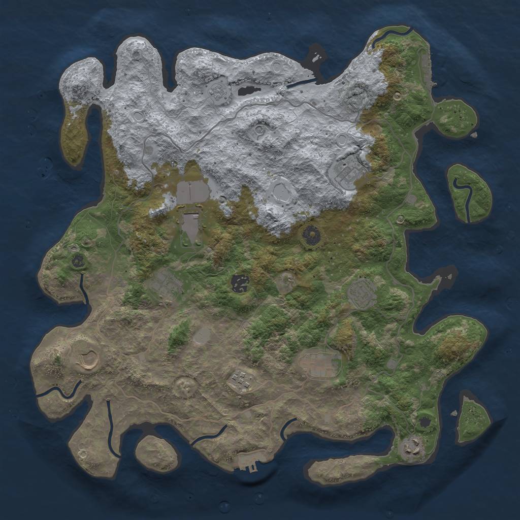 Rust Map: Procedural Map, Size: 4096, Seed: 38625, 16 Monuments