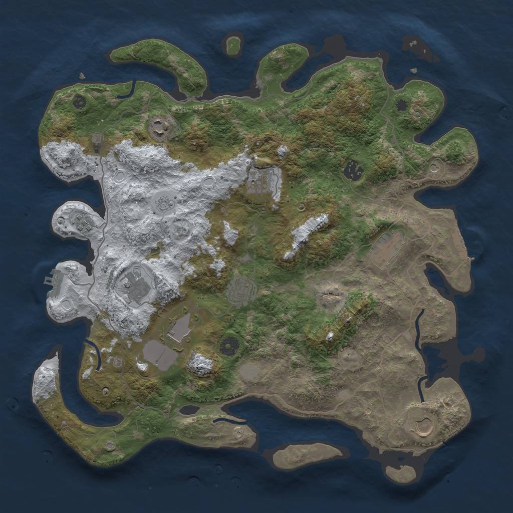 Rust Map: Procedural Map, Size: 4000, Seed: 333738, 18 Monuments