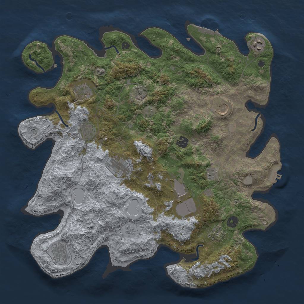 Rust Map: Procedural Map, Size: 3950, Seed: 1587862749, 19 Monuments