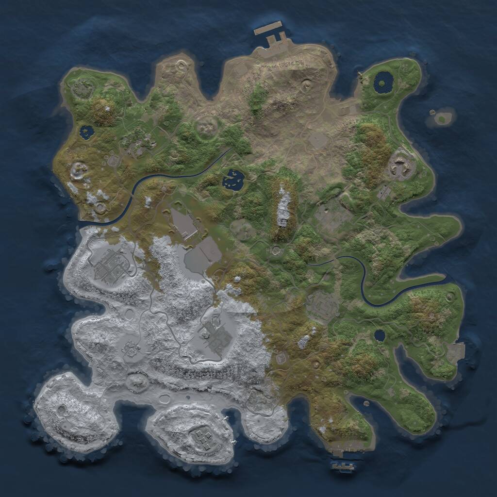 Rust Map: Procedural Map, Size: 3500, Seed: 284308840, 15 Monuments
