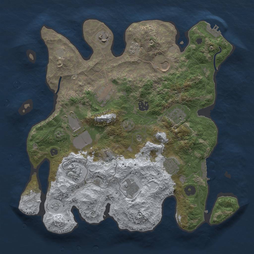 Rust Map: Procedural Map, Size: 3500, Seed: 8785655, 19 Monuments