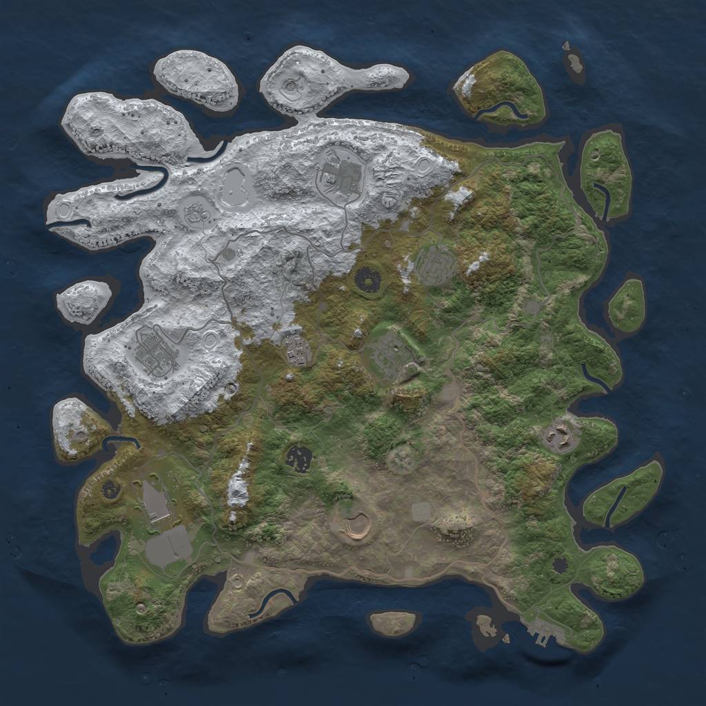 Rust Map: Procedural Map, Size: 4000, Seed: 2147483635, 17 Monuments