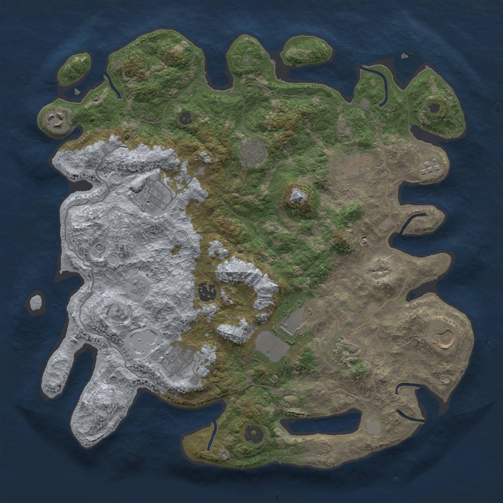 Rust Map: Procedural Map, Size: 4000, Seed: 385045, 17 Monuments