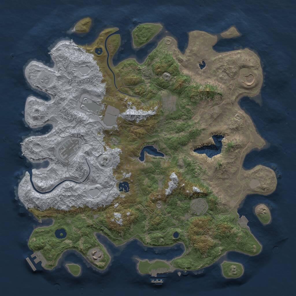 Rust Map: Procedural Map, Size: 4000, Seed: 673816, 13 Monuments