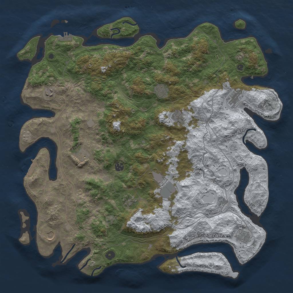Rust Map: Procedural Map, Size: 4800, Seed: 1829421594, 20 Monuments