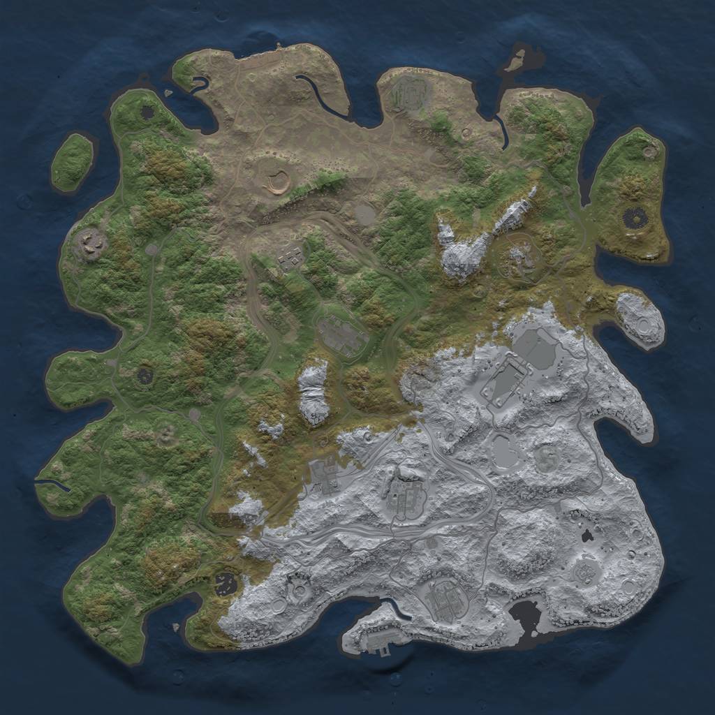 Rust Map: Procedural Map, Size: 4500, Seed: 2088603102, 20 Monuments