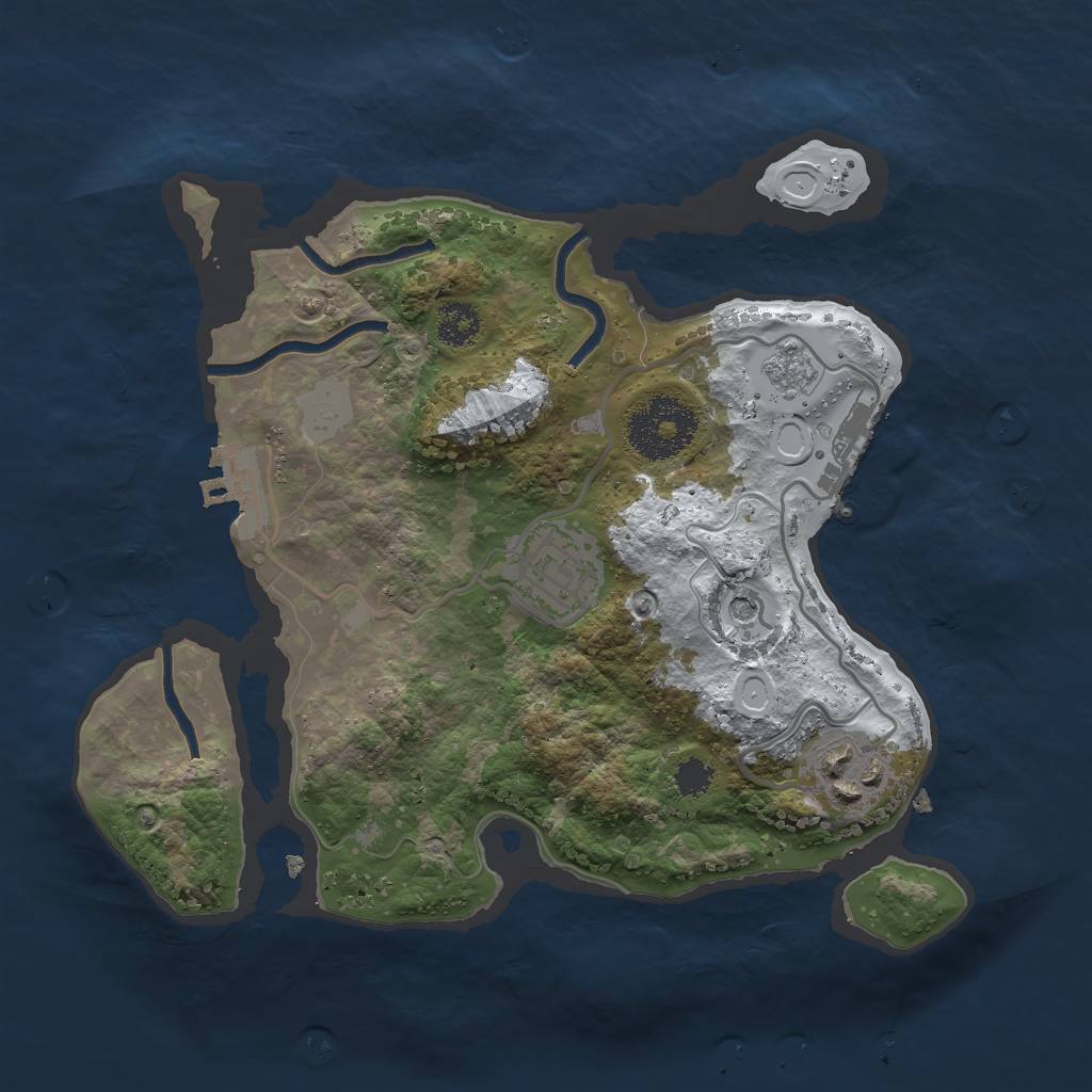 Rust Map: Procedural Map, Size: 2500, Seed: 721793179, 11 Monuments