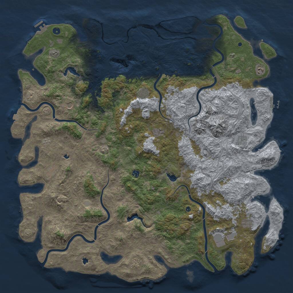 Rust Map: Procedural Map, Size: 6000, Seed: 6658, 17 Monuments