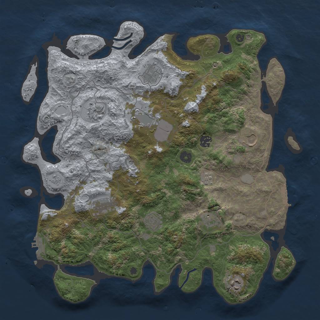 Rust Map: Procedural Map, Size: 4000, Seed: 64558, 19 Monuments