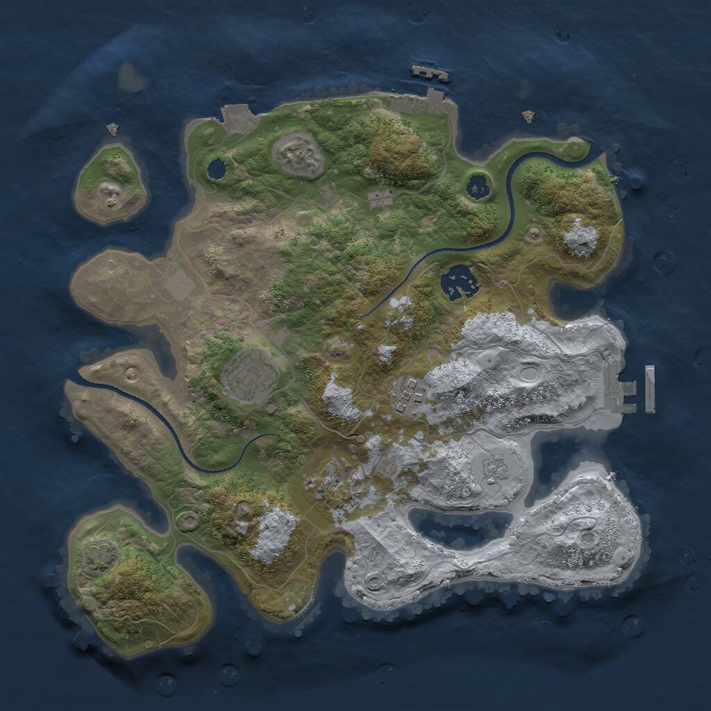 Rust Map: Procedural Map, Size: 3000, Seed: 65853, 9 Monuments