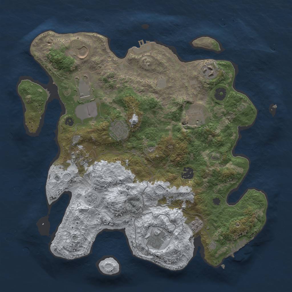 Rust Map: Procedural Map, Size: 3500, Seed: 36949732, 18 Monuments