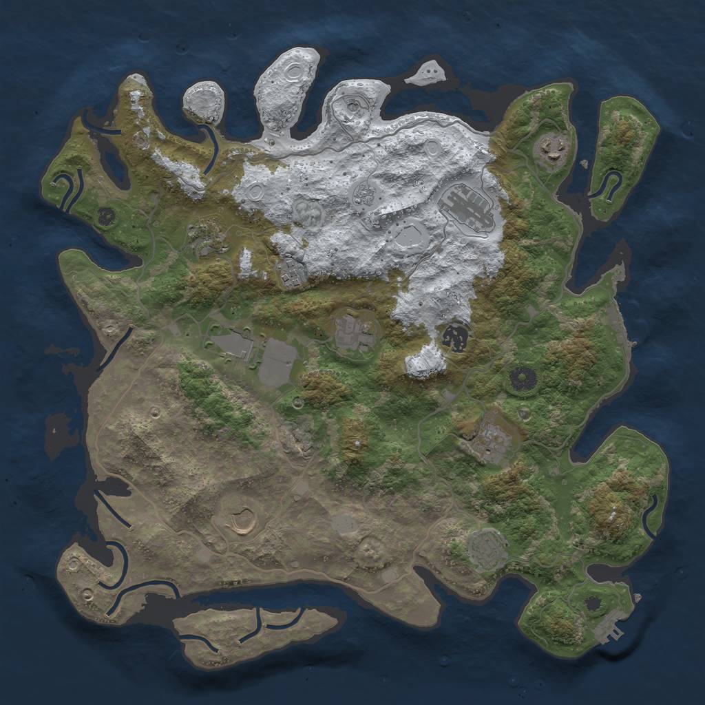 Rust Map: Procedural Map, Size: 4000, Seed: 669975, 19 Monuments