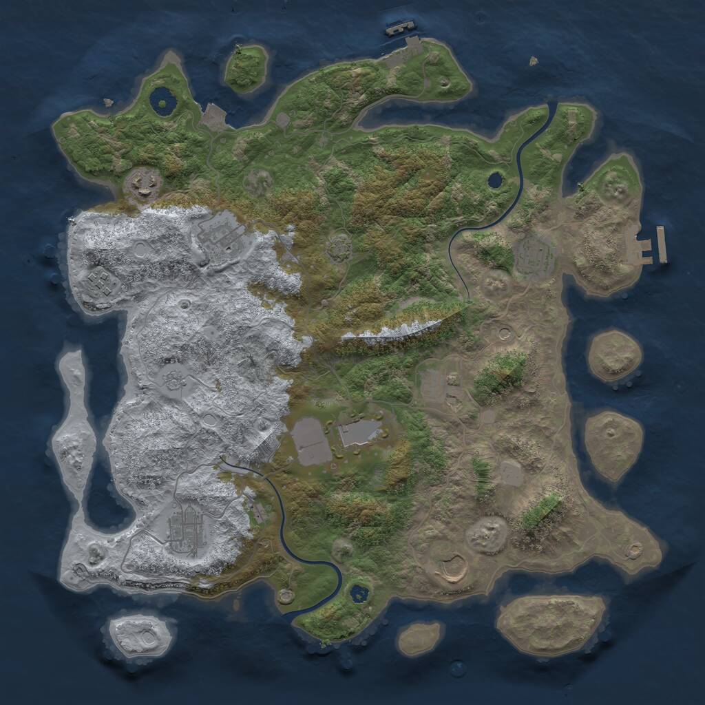 Rust Map: Procedural Map, Size: 3850, Seed: 172645839, 14 Monuments