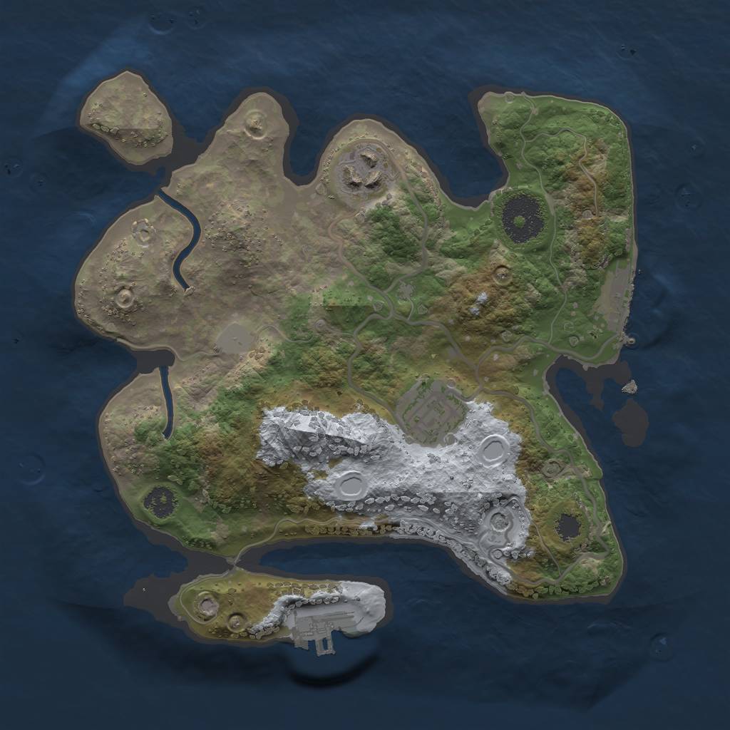 Rust Map: Procedural Map, Size: 2500, Seed: 6558, 10 Monuments