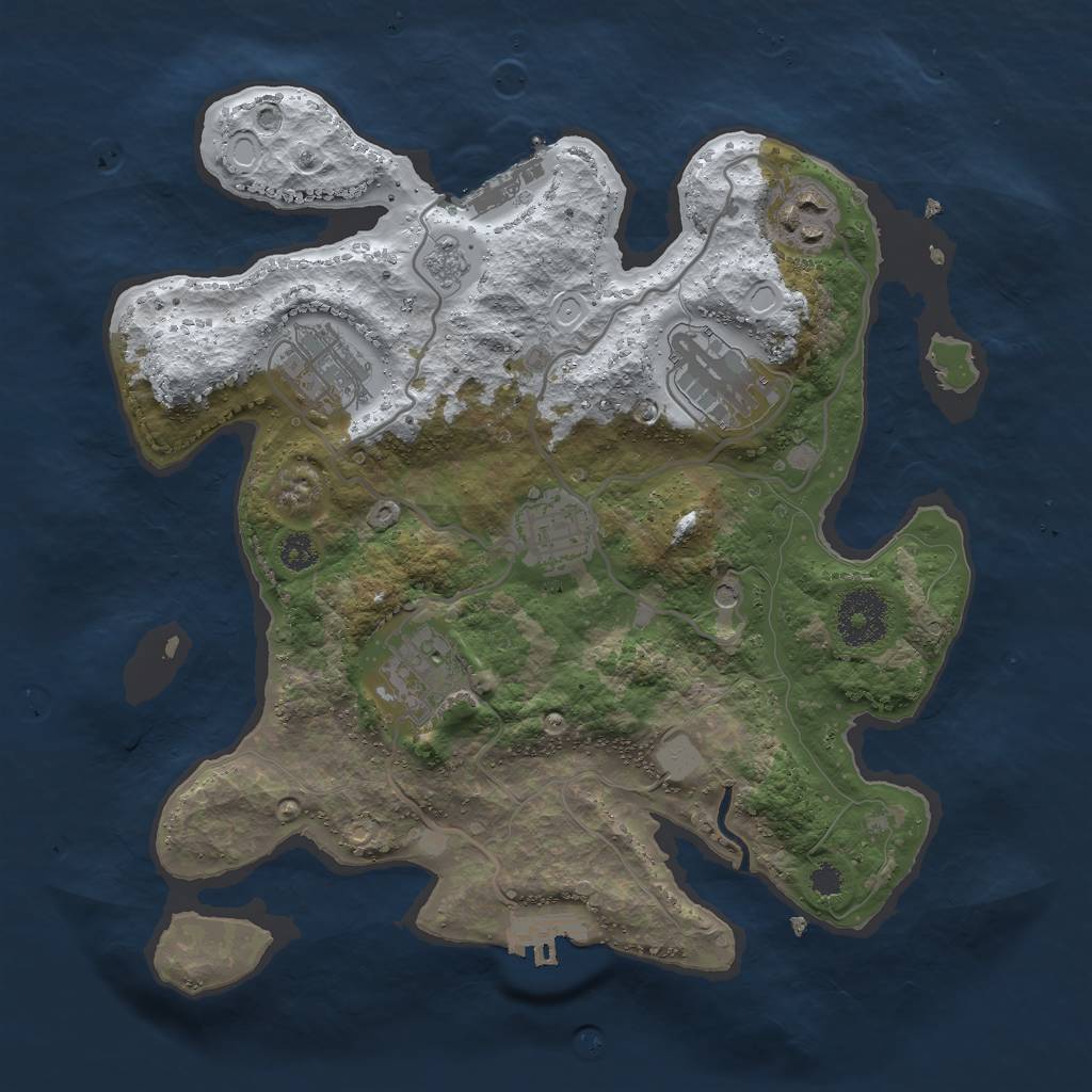 Rust Map: Procedural Map, Size: 3000, Seed: 23260477, 14 Monuments