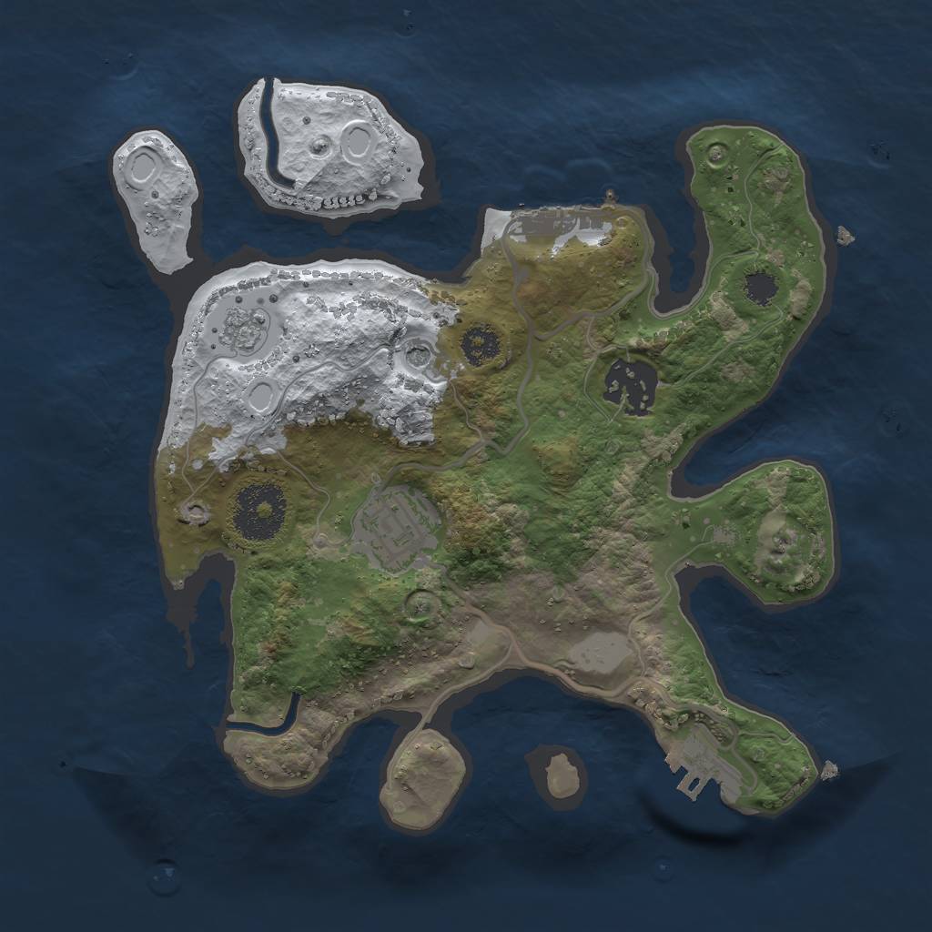 Rust Map: Procedural Map, Size: 2500, Seed: 1801134427, 11 Monuments