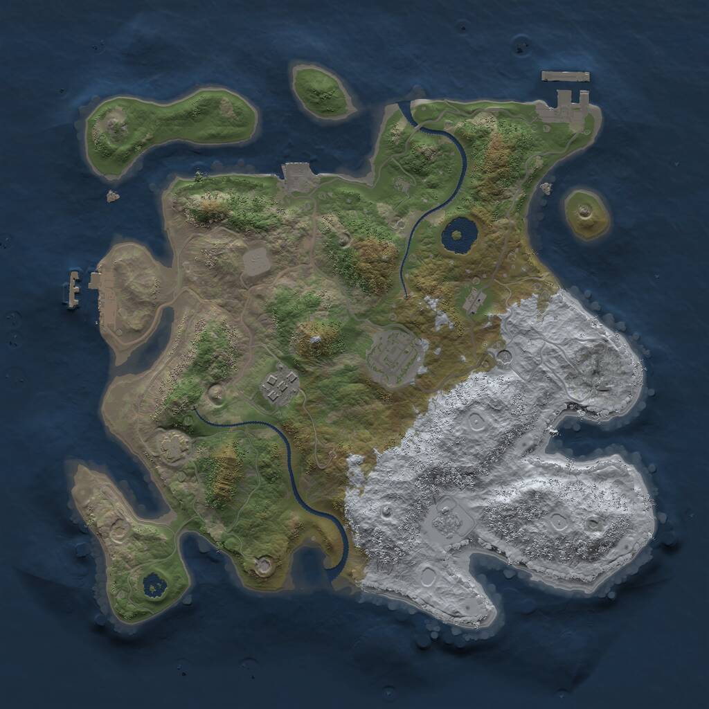 Rust Map: Procedural Map, Size: 3000, Seed: 14619058, 8 Monuments