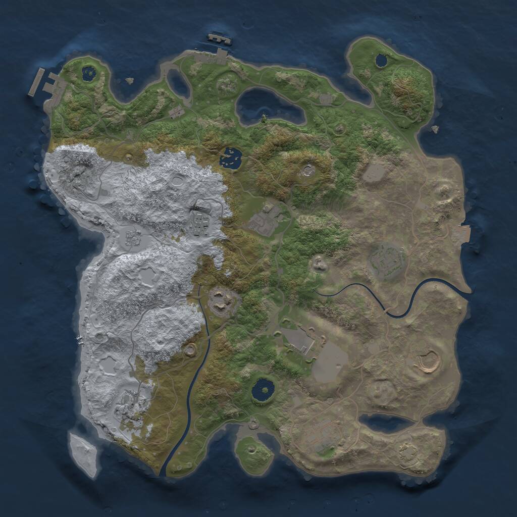 Rust Map: Procedural Map, Size: 3500, Seed: 6474883, 15 Monuments