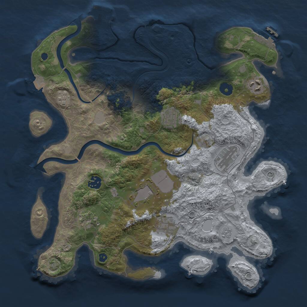 Rust Map: Procedural Map, Size: 3500, Seed: 480511287, 14 Monuments