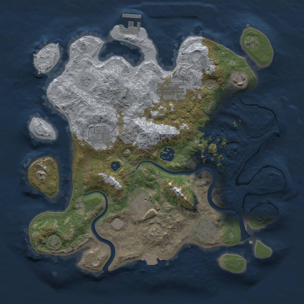 Rust Map: Procedural Map, Size: 3250, Seed: 1896065, 12 Monuments