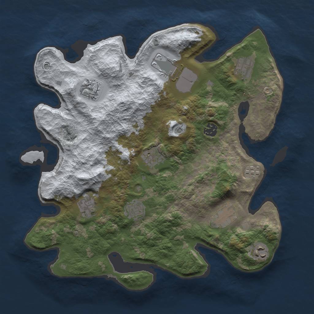Rust Map: Barren, Size: 3500, Seed: 426768353, 13 Monuments