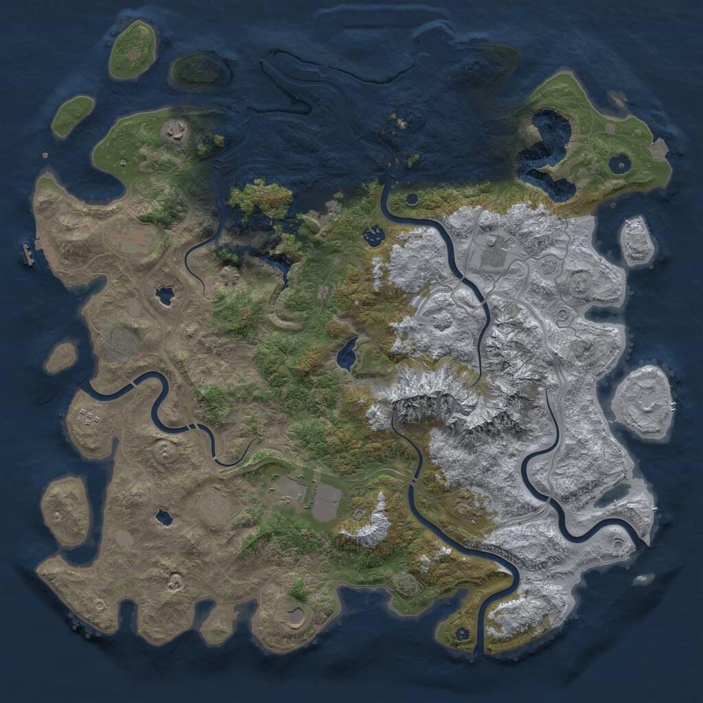 Rust Map: Procedural Map, Size: 5000, Seed: 74, 17 Monuments
