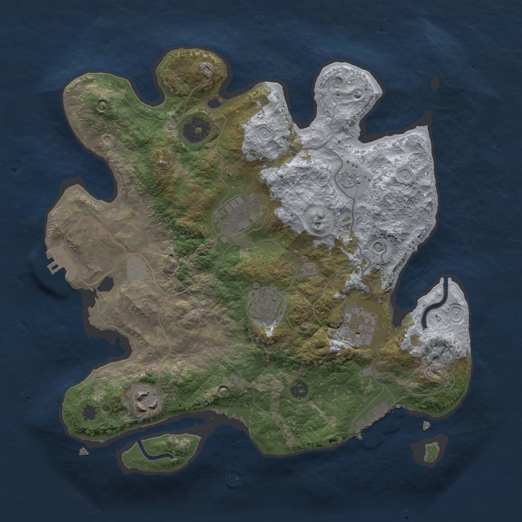 Rust Map: Procedural Map, Size: 3000, Seed: 2097058785, 13 Monuments