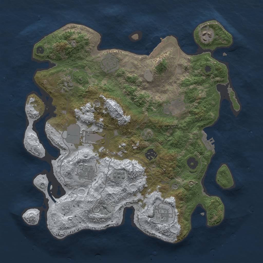 Rust Map: Procedural Map, Size: 3500, Seed: 2101698358, 18 Monuments