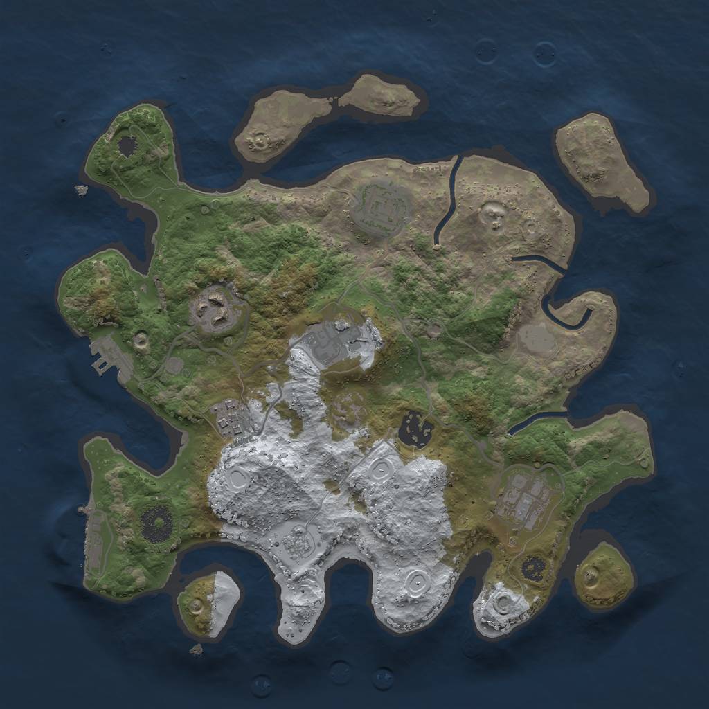 Rust Map: Procedural Map, Size: 3000, Seed: 54917, 14 Monuments