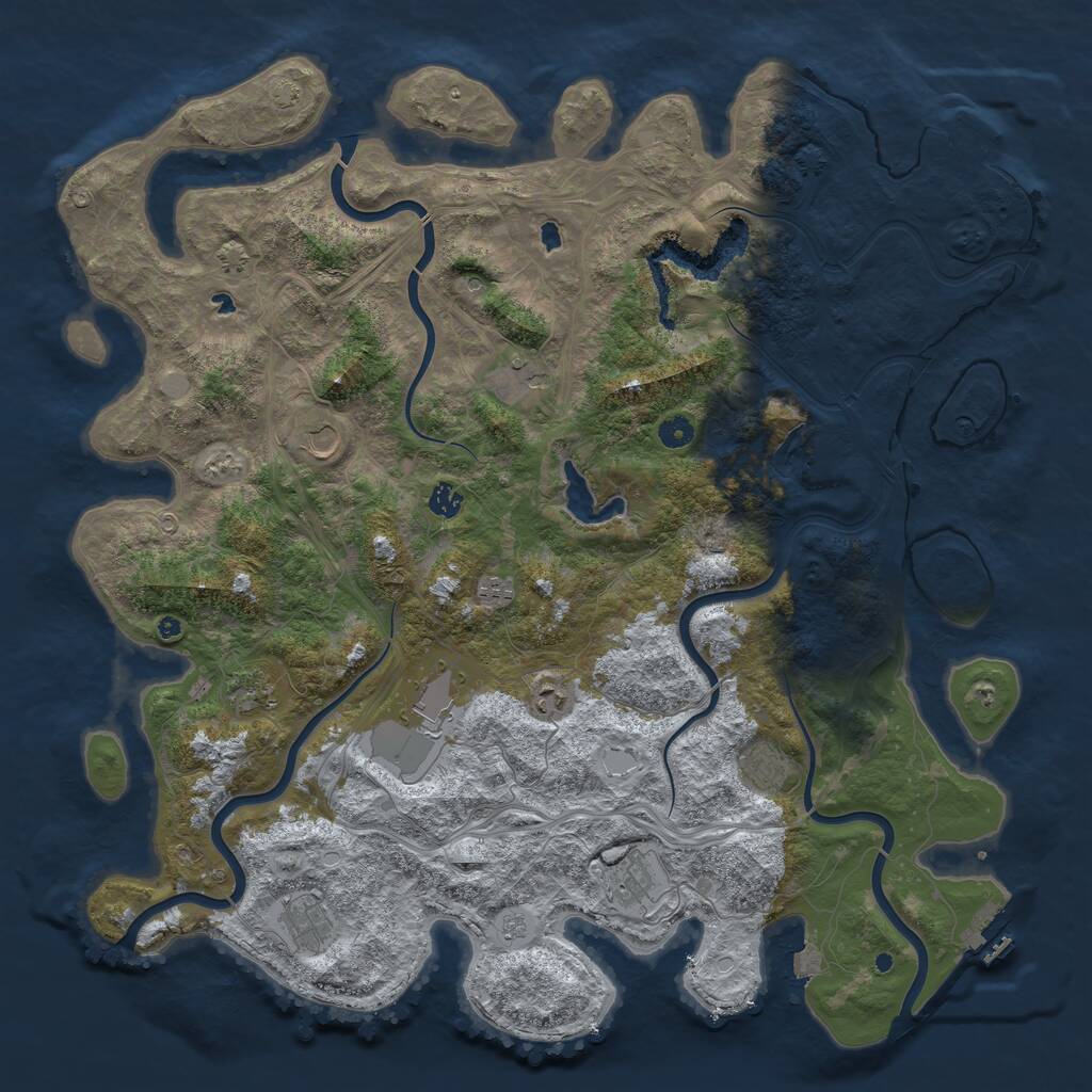Rust Map: Procedural Map, Size: 4900, Seed: 730582632, 16 Monuments