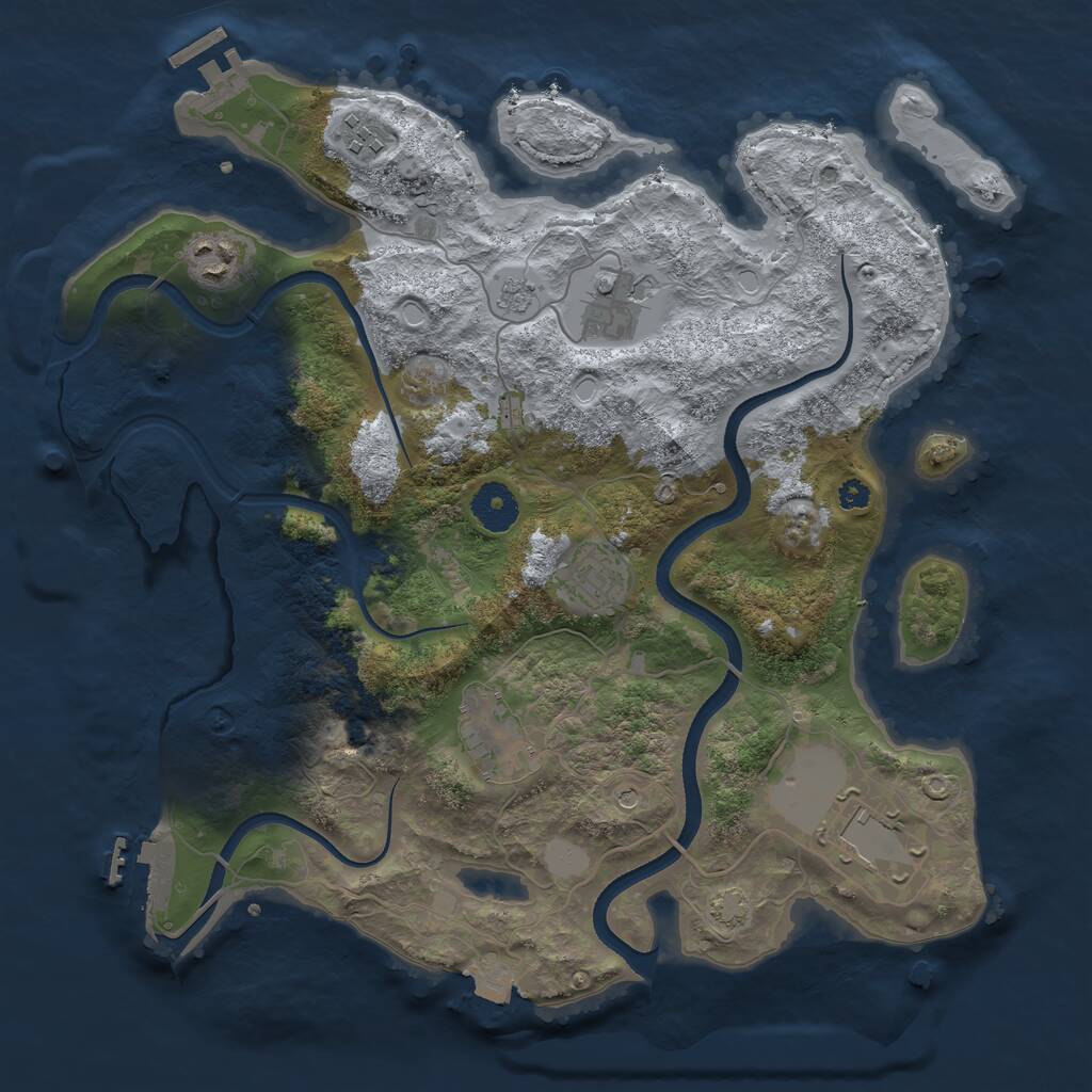 Rust Map: Procedural Map, Size: 3500, Seed: 703847628, 12 Monuments