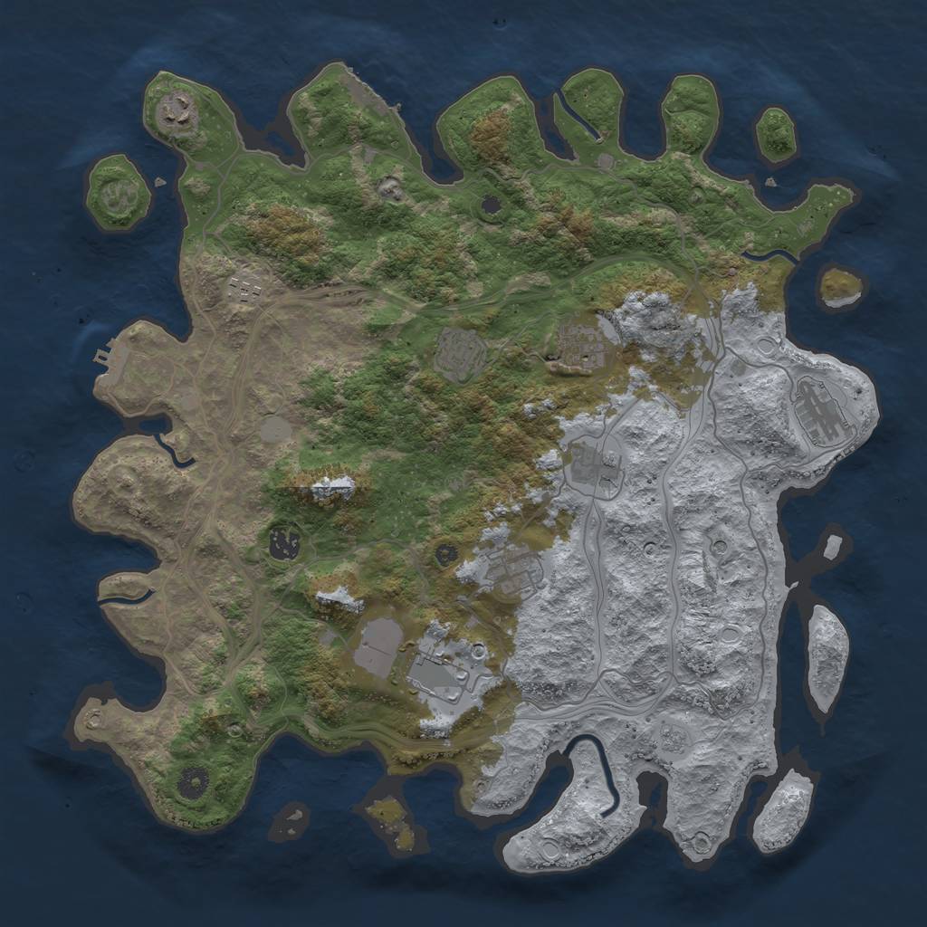Rust Map: Procedural Map, Size: 4250, Seed: 493547, 18 Monuments