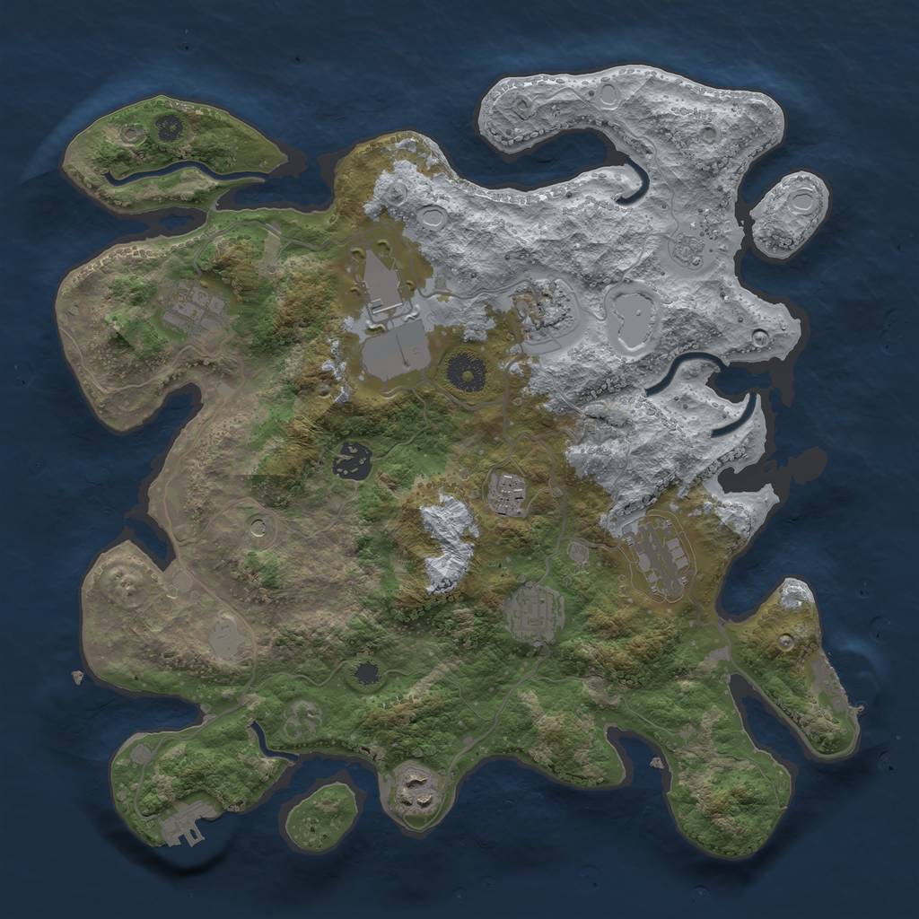 Rust Map: Procedural Map, Size: 3500, Seed: 780936991, 17 Monuments