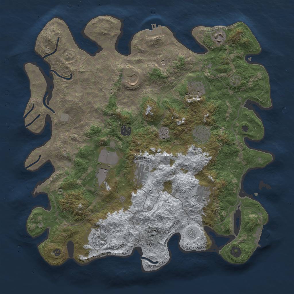 Rust Map: Procedural Map, Size: 4000, Seed: 34202, 19 Monuments