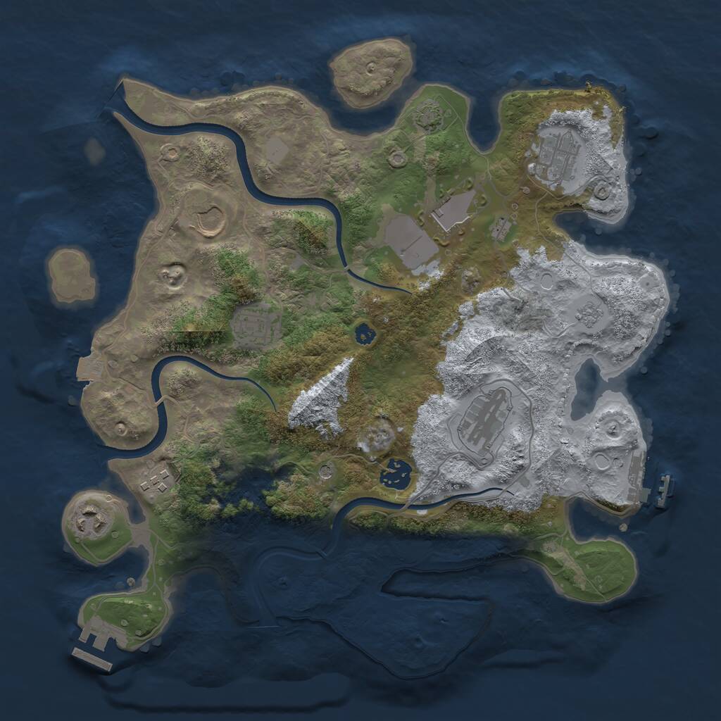 Rust Map: Procedural Map, Size: 3500, Seed: 353594204, 14 Monuments