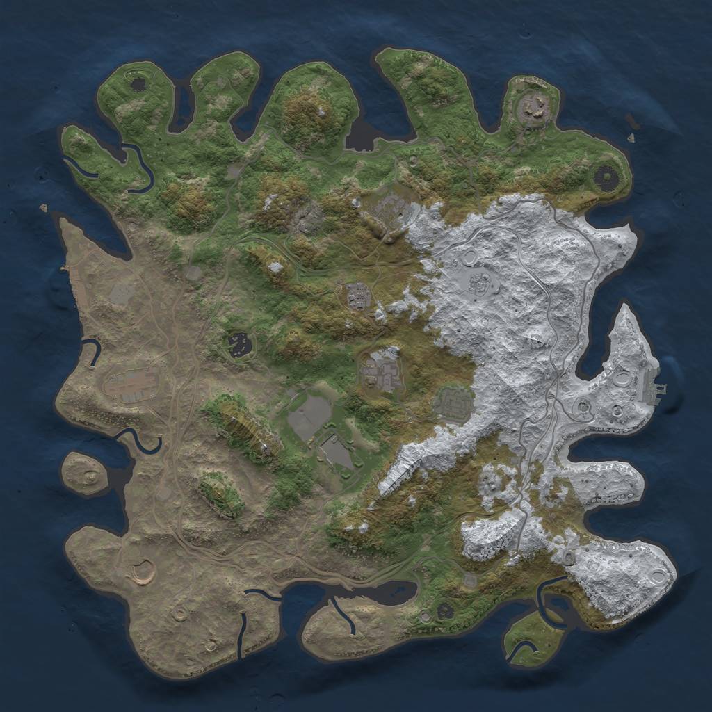Rust Map: Procedural Map, Size: 4250, Seed: 2504156, 18 Monuments
