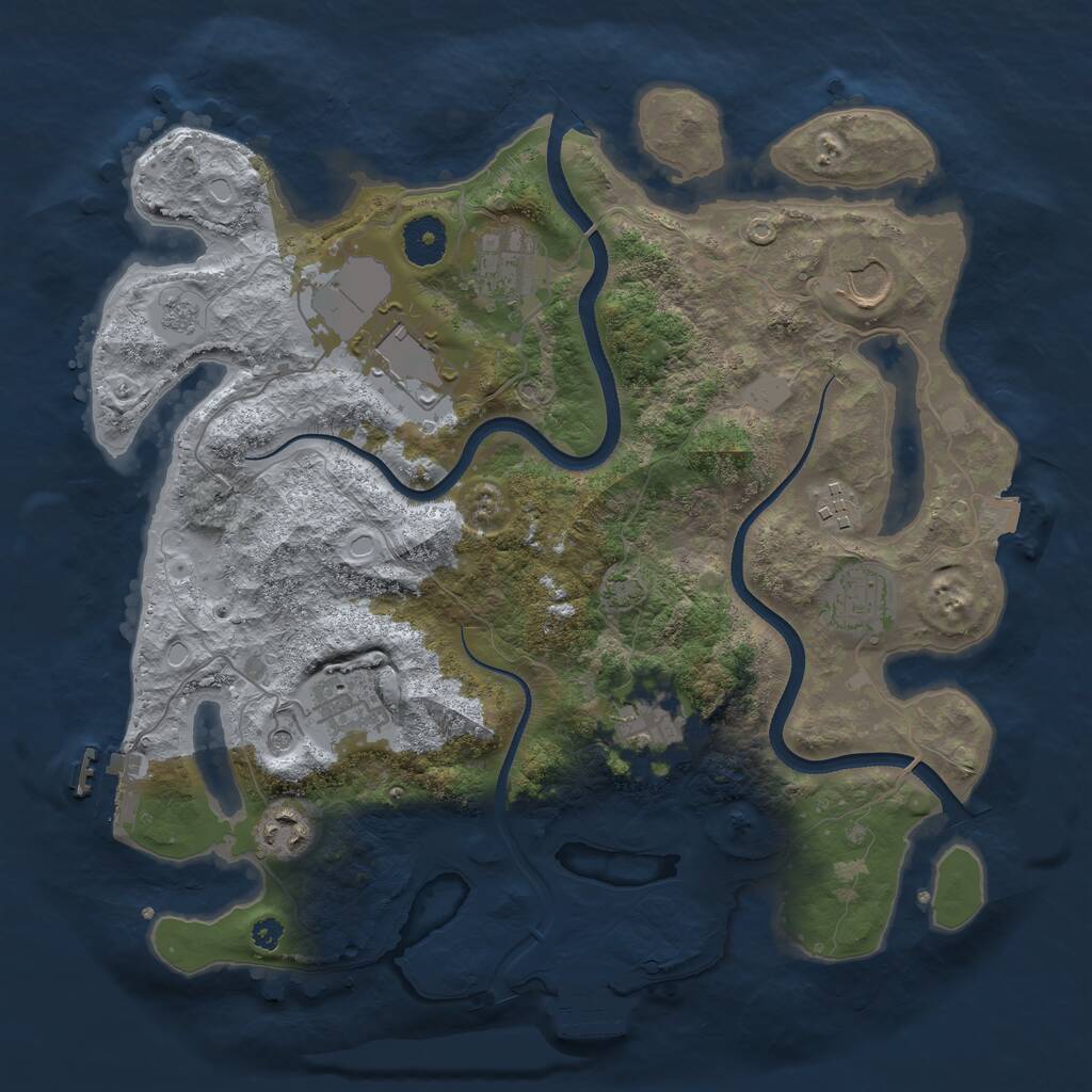 Rust Map: Procedural Map, Size: 3500, Seed: 384636699, 14 Monuments