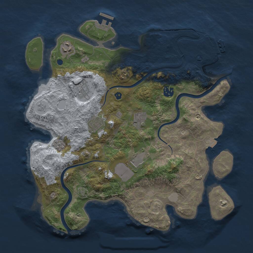 Rust Map: Procedural Map, Size: 3500, Seed: 917934744, 13 Monuments