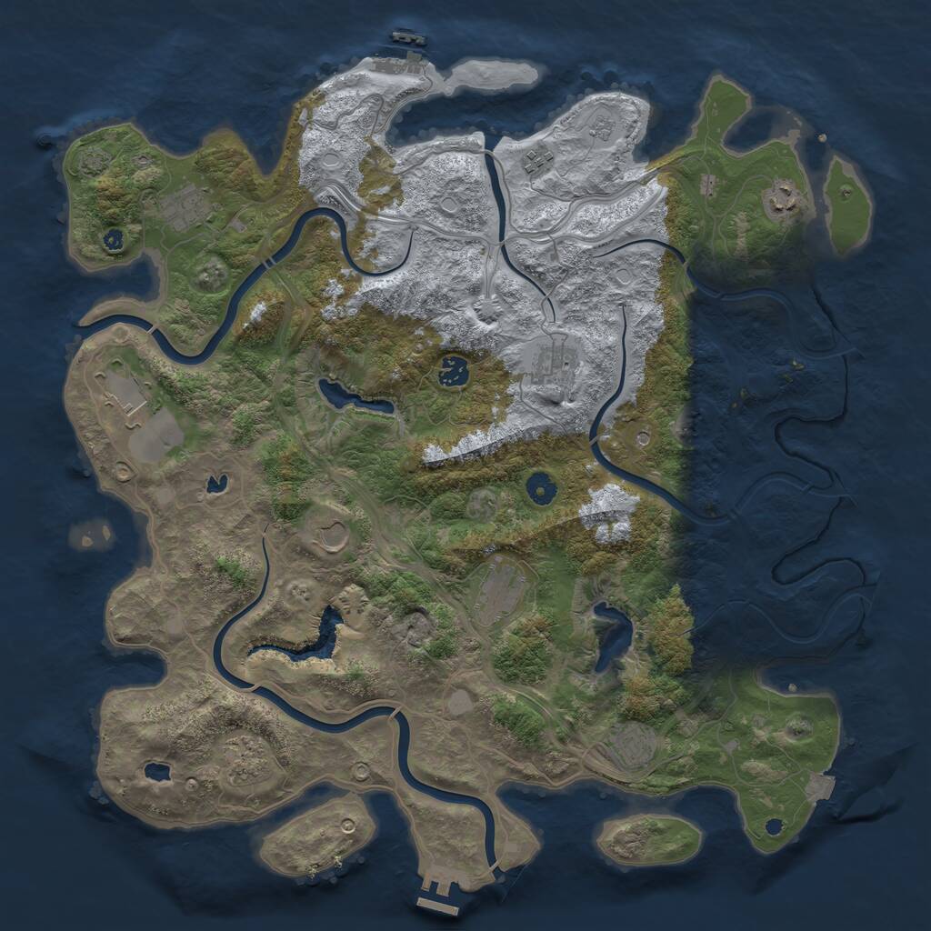 Rust Map: Procedural Map, Size: 4500, Seed: 6238, 16 Monuments