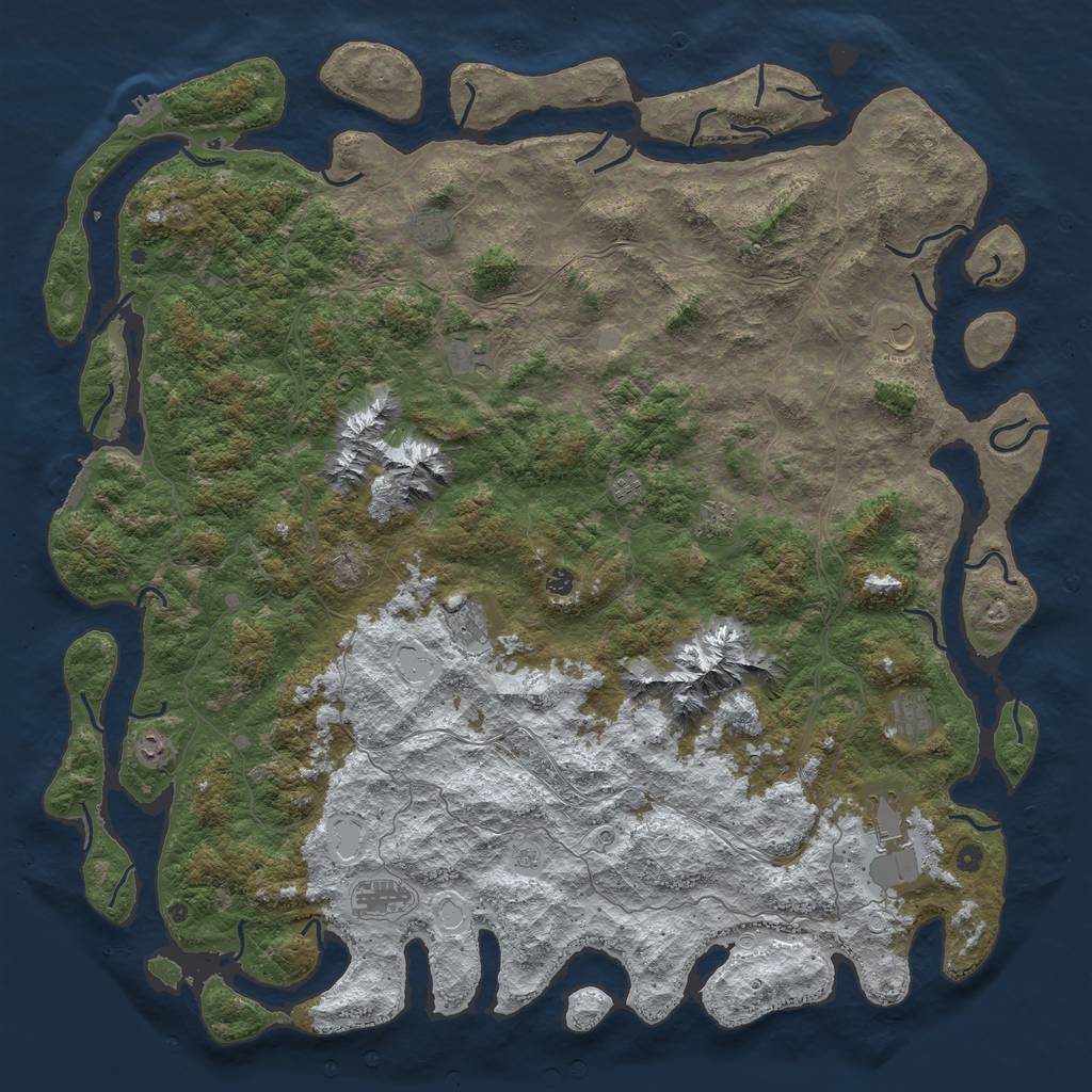 Rust Map: Procedural Map, Size: 6000, Seed: 7983, 20 Monuments