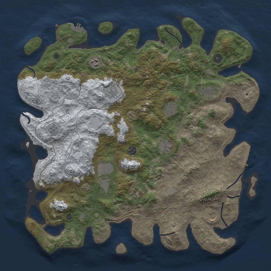 Rust Map: Procedural Map, Size: 4500, Seed: 839030531, 19 Monuments