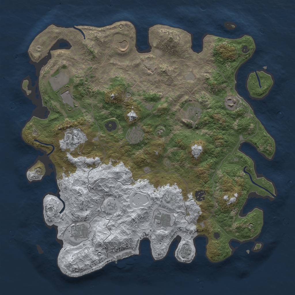 Rust Map: Procedural Map, Size: 4000, Seed: 6377, 18 Monuments