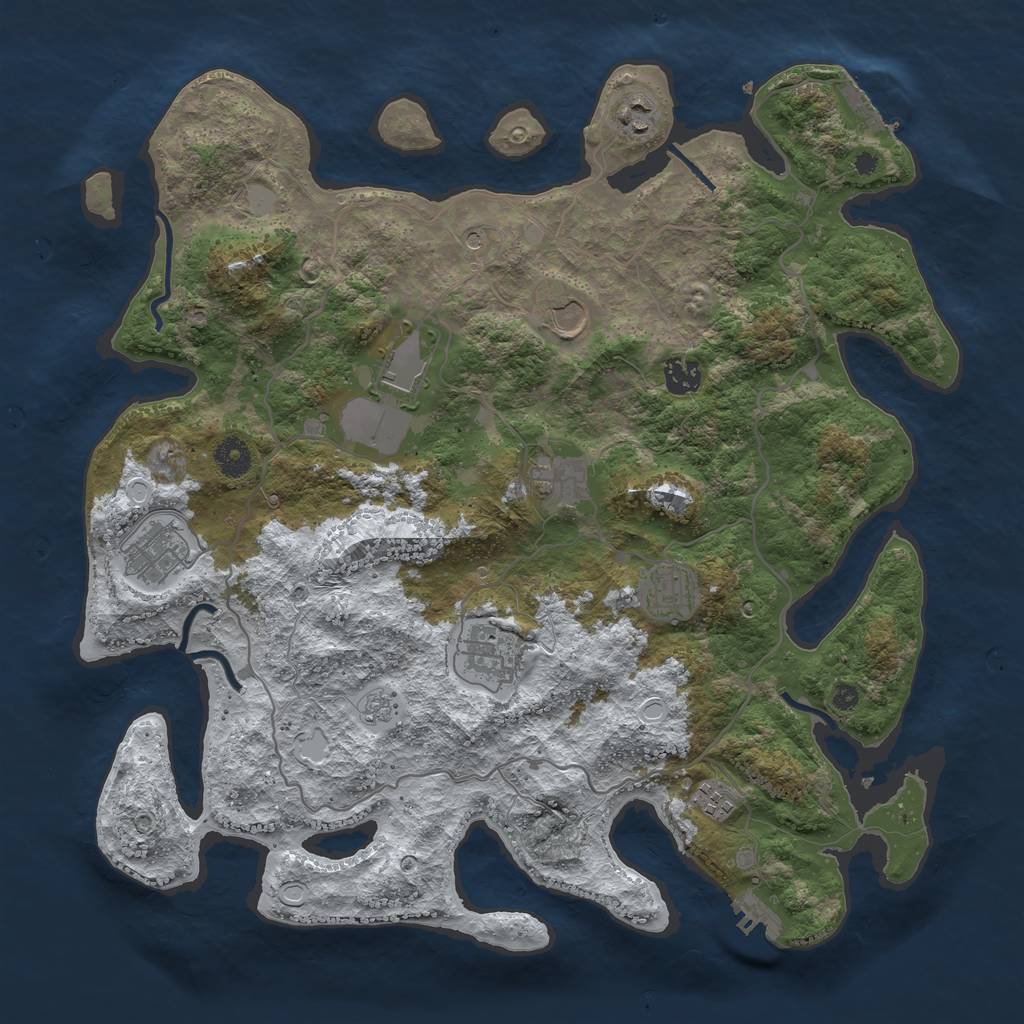 Rust Map: Procedural Map, Size: 4000, Seed: 159473, 18 Monuments
